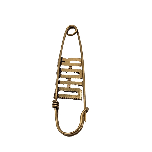 ❌❌SOLD❌❌🔥 #3 Christian Dior Stylish Gold Safety Pin Brooch - Picture 4 of 16